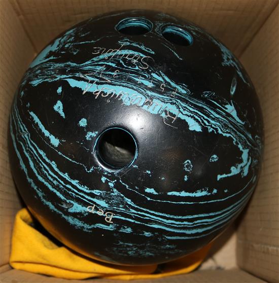 Bowling ball & 2 pairs of shoes